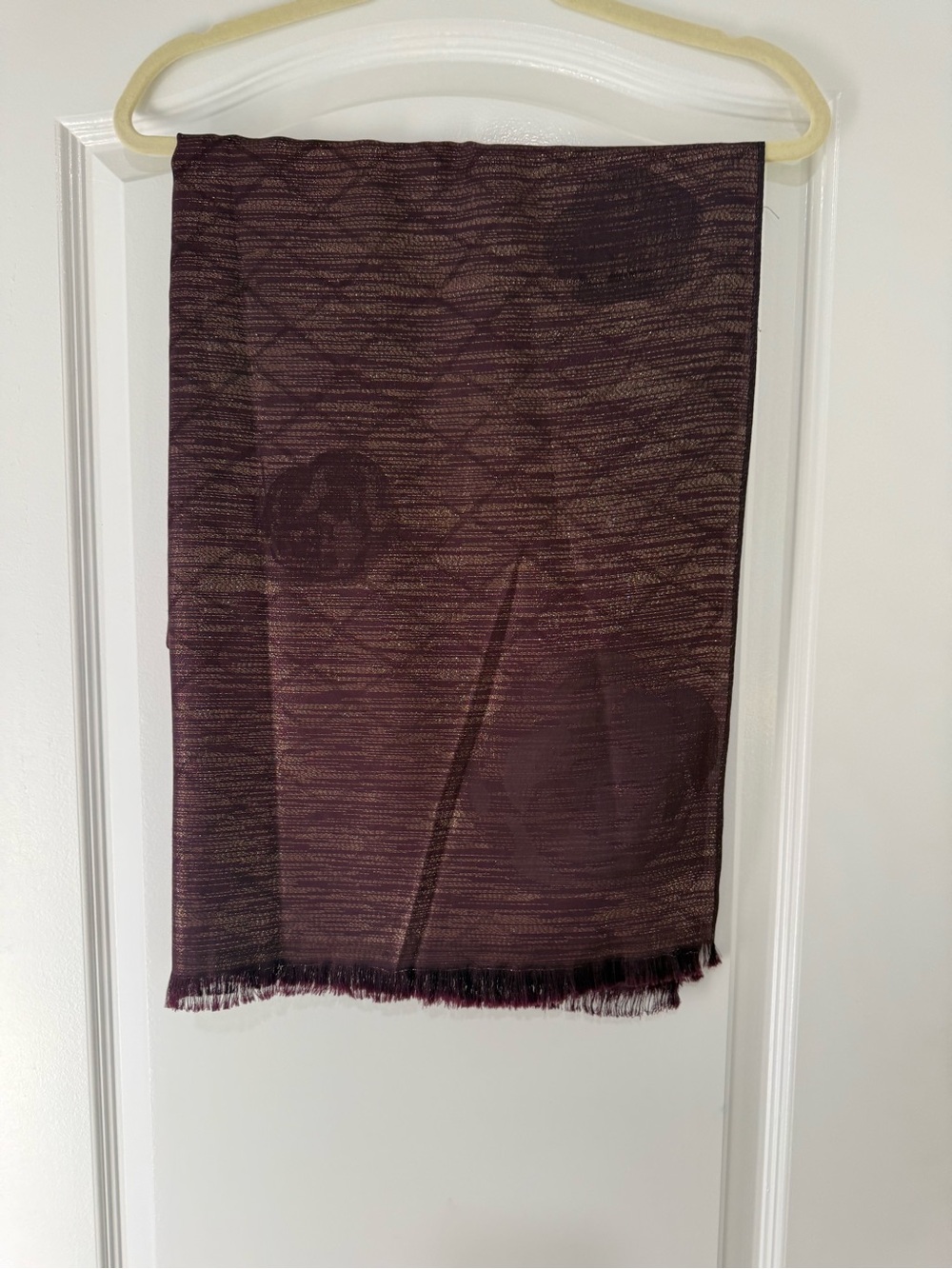 Plum Woven Scarf with Subtle Metallic Threading